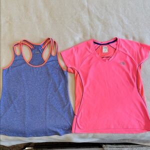 The North Face Pink and Blue Tank sport Tops . Good condition size M